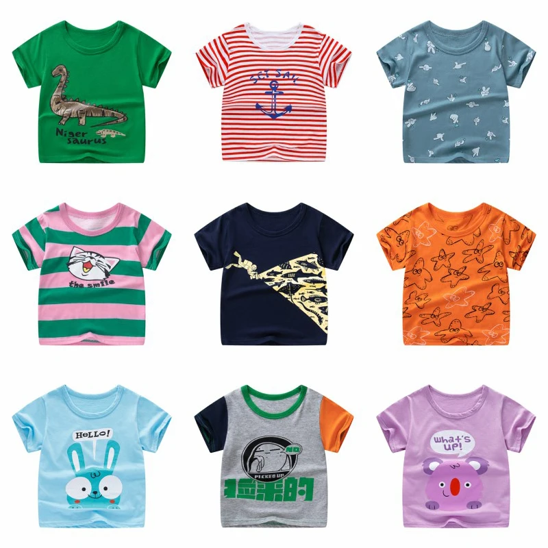 

2020 новые летние детские футболки, 13 цветов, стильные футболки для мальчиков и девочек, хлопковые топы с принтом динозавра для детей 2-11 лет, д...