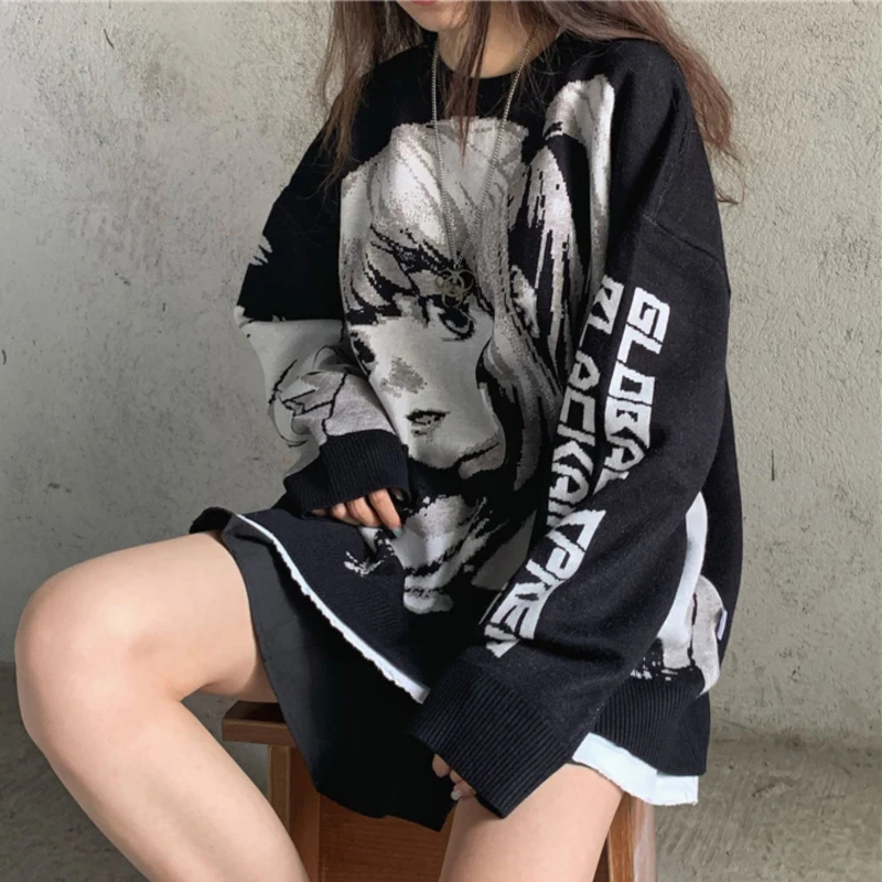 Женский свитер с длинным рукавом в стиле Харадзюку | Женская одежда