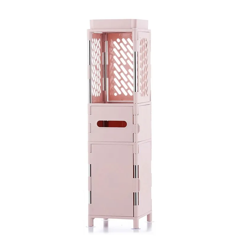 

Home minimalist sundries shelf PP floor plastic storage rack living room kitchen bathroom Sand folding side cabinet