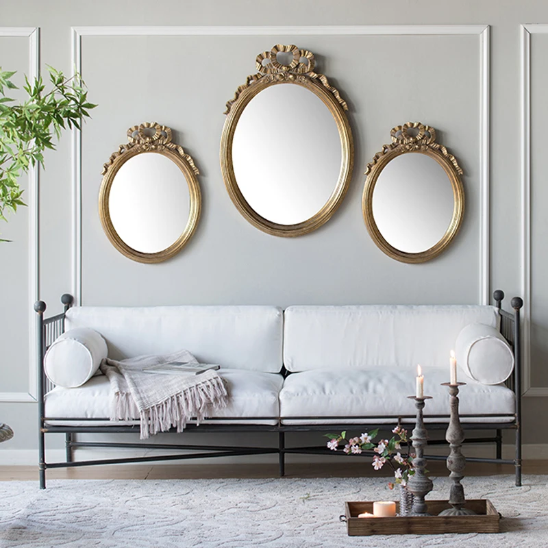 Винтажное зеркало с кружевным узором и бантом в стиле ретро подвесное розой для