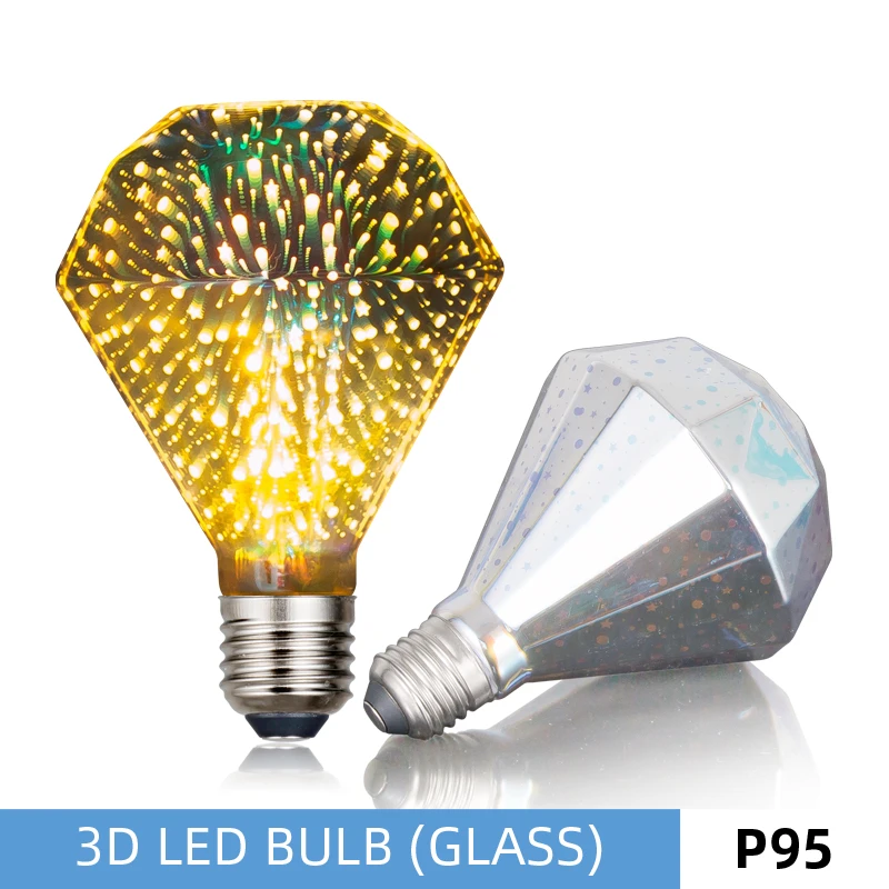 

Светодиодная лампа в форме алмаза, волшебные красочные 3D RGB праздничные декоративные лампы