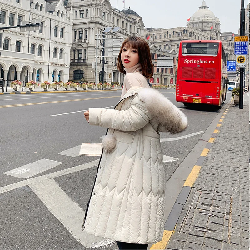 -30 Russia Winter Jacket New Women Hooded Coat Fur Collar Thicken Warm Long coat Female Plus Size Outerwear Parka Ladies OK311 | Женская