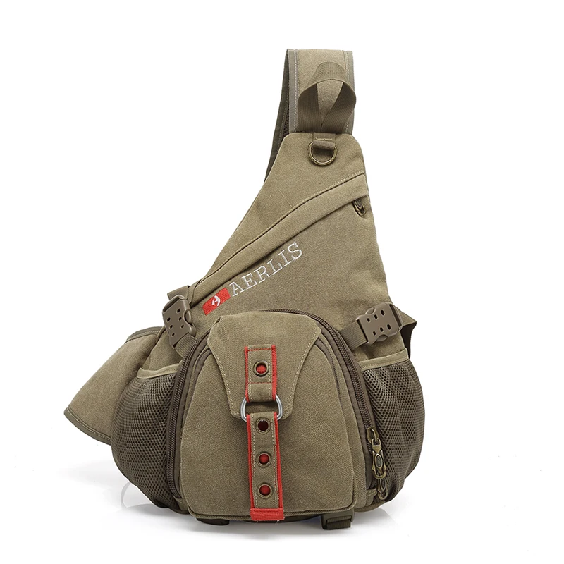 Сумка-мессенджер Мужская через плечо AERLIS холщовая треугольная школьная 6212 -