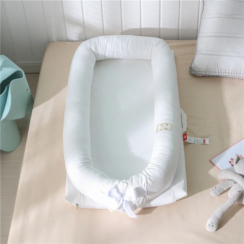 Bed Летний для новорожденных Сетчатое дышащее гнездо кроватка кровать переносная Съемная моющаяся переносная дорожная Сонная колыбель с бампером - Цвет: Bed