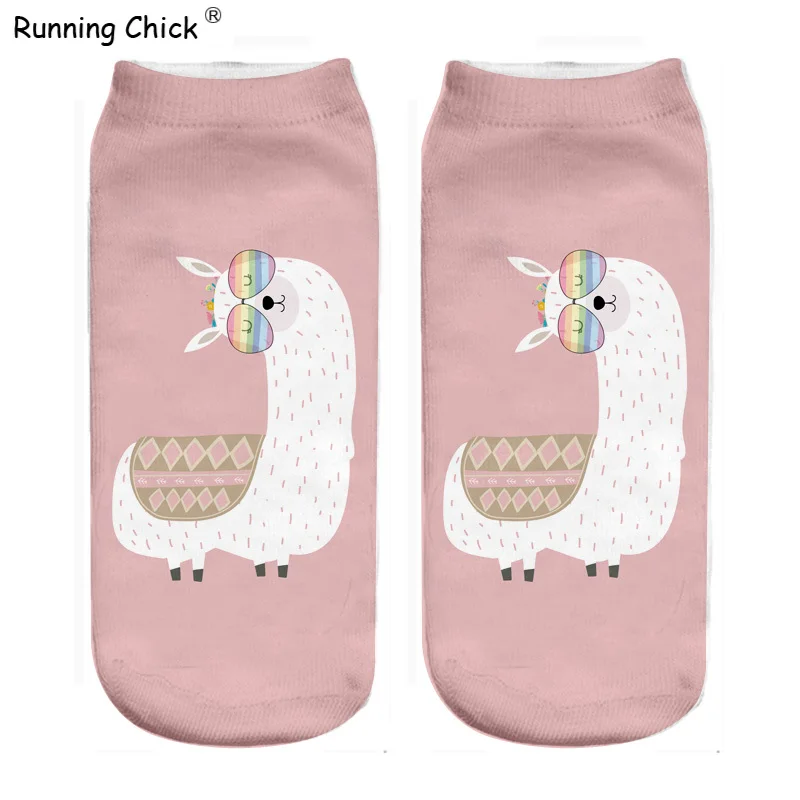 Бег цыпленок Забавный Альпака розового цвета с рисунком в виде Носки 2019 Новинка