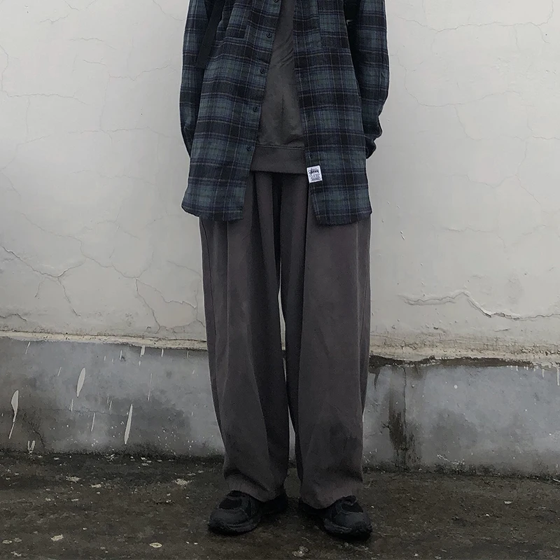 

GOOHOJIO 2020 New Fashion Men's Casual Pants Oversize Straight Loose Elastic Waists Man Pants Autumn Linen Casual Pants for Man