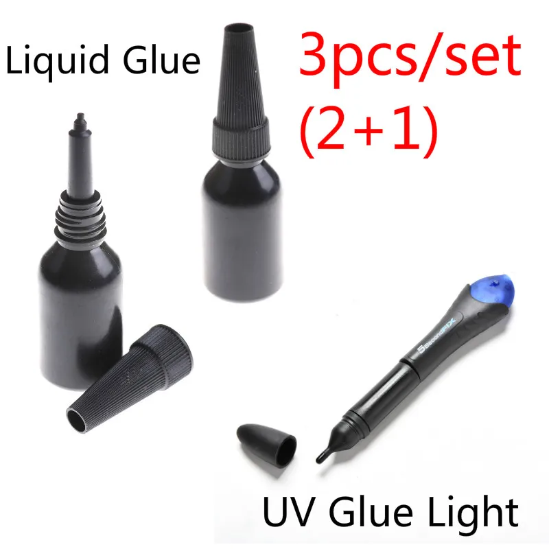 

2Pcs/set Industrial 5 Second Fix Liquid Glue With UV Light Refill Bottle Glass Metal Plastic LED Adhesive Touch Screen Wood