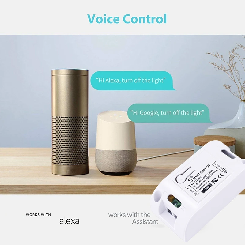 Tuya Smart Life APP WiFi + RF 433 МГц DIY релейный модуль таймера Google Home Amazon Alexa 10A для