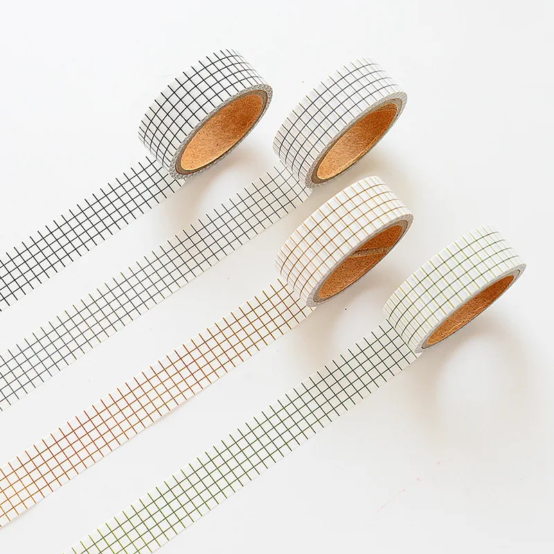 Kinbor 4шт/комплект Washi Tape Набор основных тоналей цвета 15ммх5м Школьные принадлежности Маскировочная канцелярская подарочная назад к.
