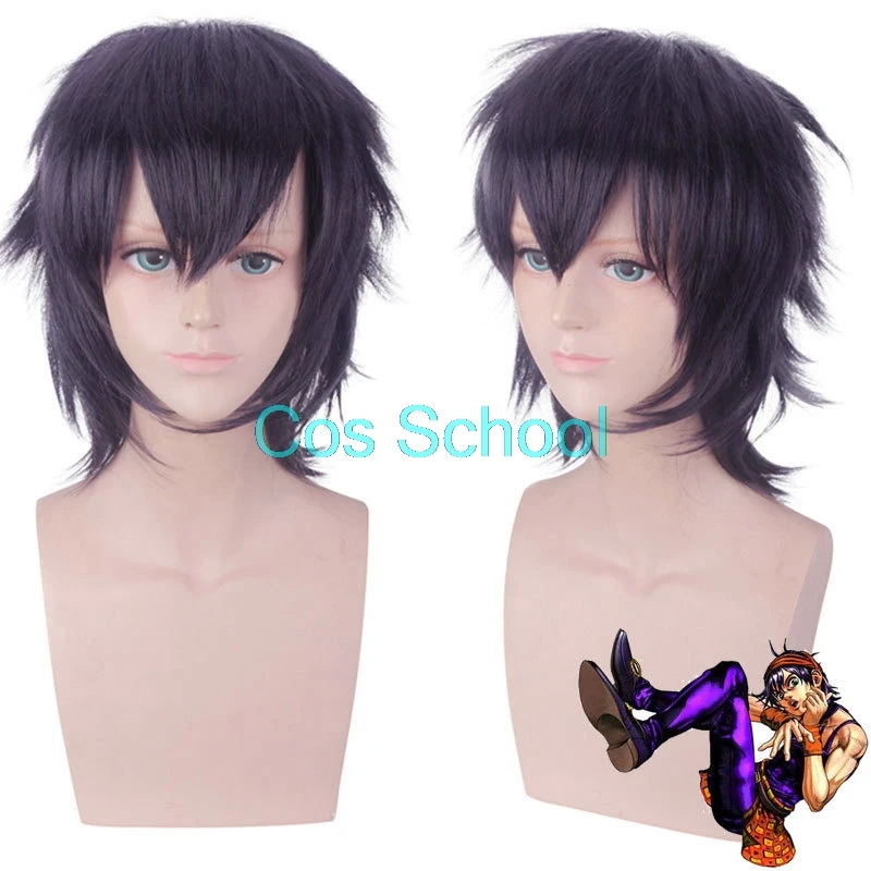 Cos школьная JOJO невероятное приключение Золотой ветер Косплэй парики Bruno Сьерра