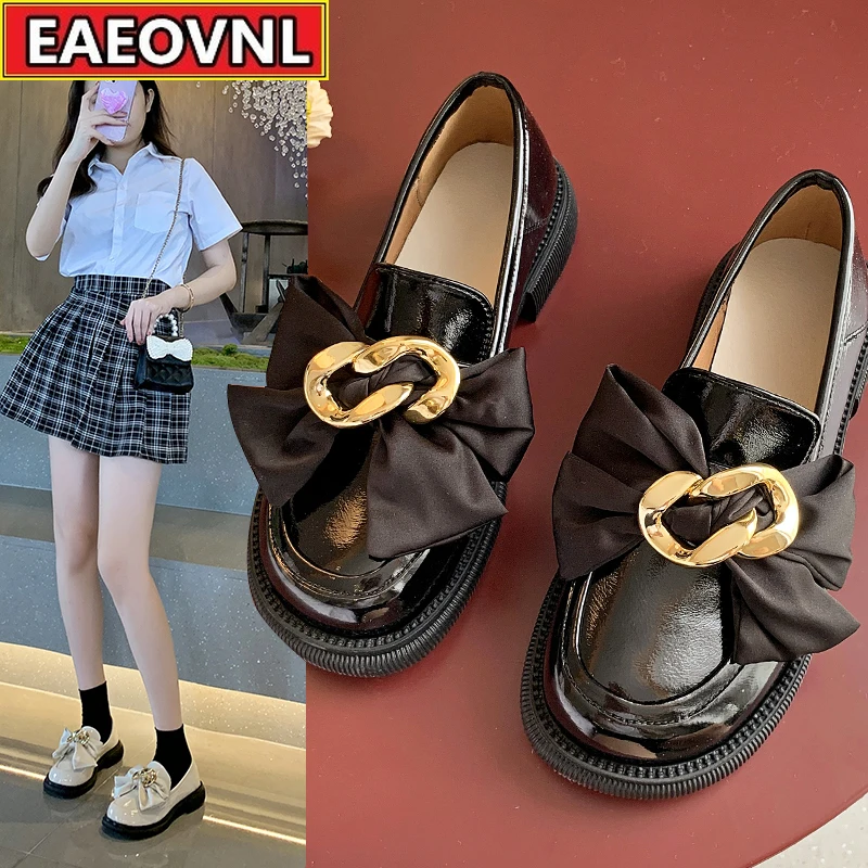 

Small Leather Shoes Female England 2021 New Spring and Autumn with A Thick Heel Women's Shoes Fashion Loafer Shoes