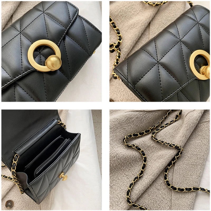 

Crossbody Bags For Women Bolso Chain Bag Purse Flap Handbags Sac Femme Diamond Pattern PU Leather Envelope Bag