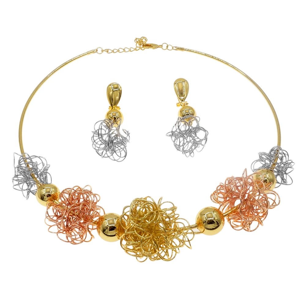 Модное цветное простое ожерелье и серьги, набор ювелирных изделий для банкета, свадьбы, вечеринки, ювелирные изделия MH2100230