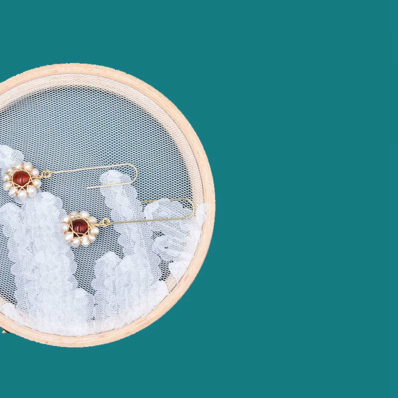 Пресноводный жемчуг Красное Длинное из натурального камня серьги в китайском