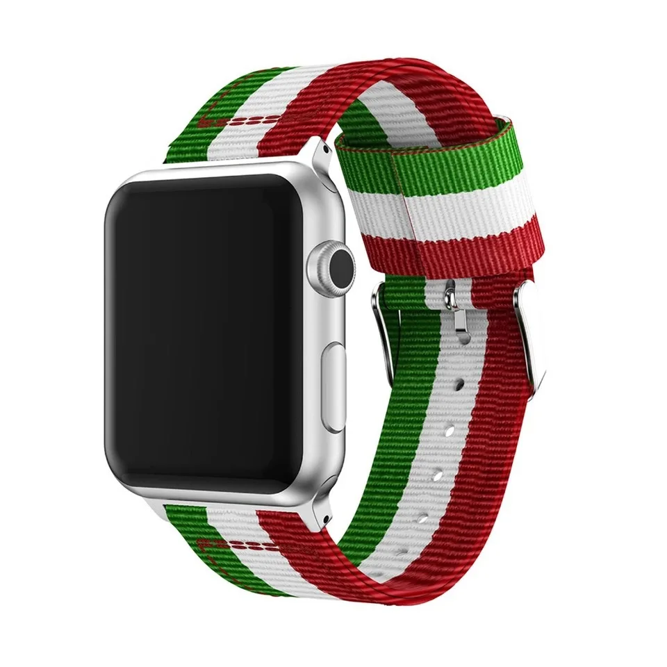 Нейлоновый ремешок для часов Apple Watch 38/42 Холщовый серебристая кнопка военные часы