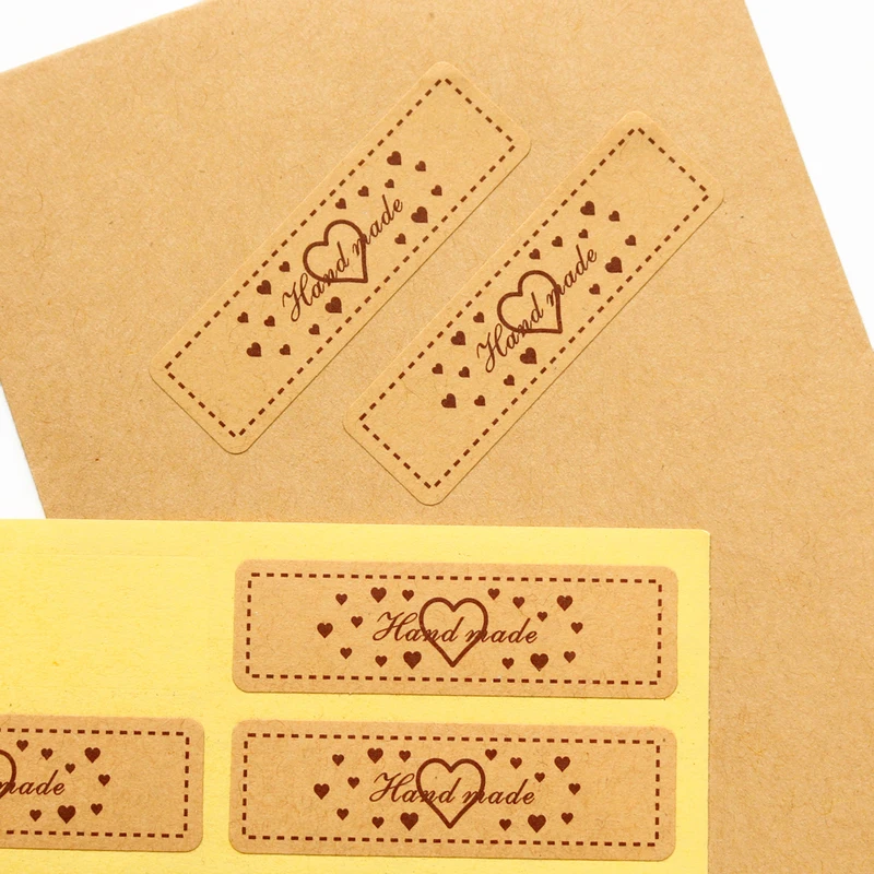 100 шт. в форме сердца ручная работа печать наклейки сделай сам