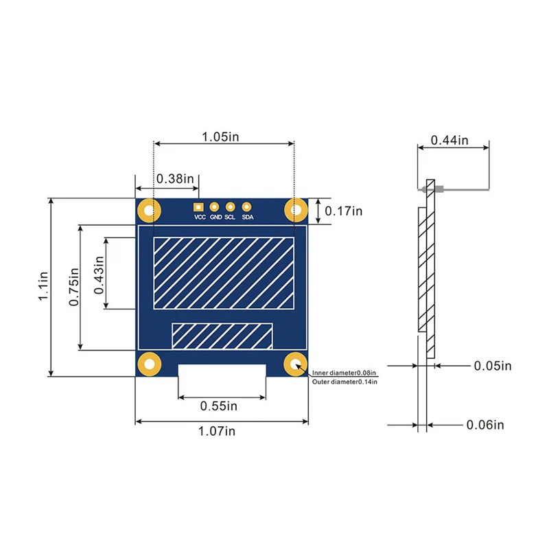 Модуль последовательного желтого синего OLED дисплея IIC 0 96 дюйма 128X64 I2C SSD1306 12864