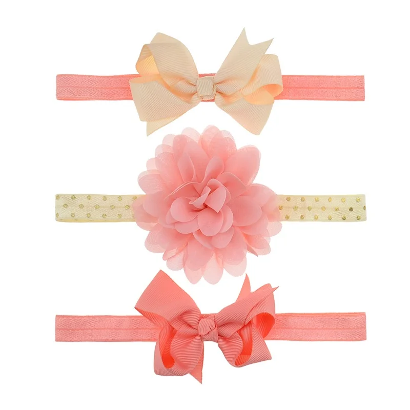 3 шт./лот повязка на голову с цветочным рисунком и бантом для новорожденных