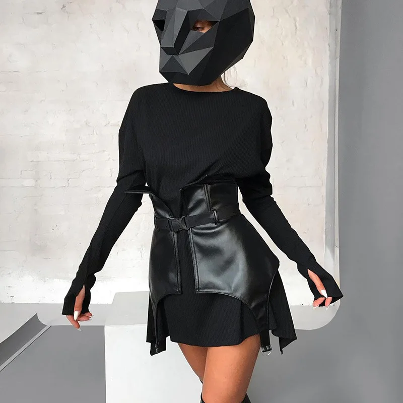 

2021 New irregular Skirt Peplum Belt Fashion women PU leather wide belt Waistband female Accessories Tide All-match