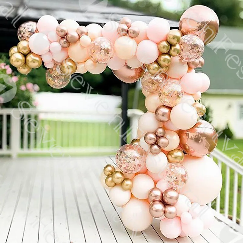 

96pcs Macaron Peach Balloon Garland Arch Kit Chrome Rose Gold Globos 4D Balloons Baby Shower Wedding Birthday Party Decorations