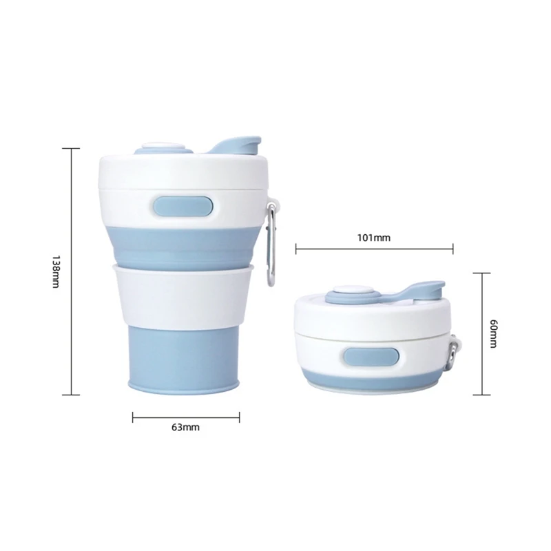 

450mL Silicone Collapsible Coffee Cup With Straw Leak-proof Lid For Travel Hiking Picnic Food Grade BPA FREE Foldable Coffee Mug