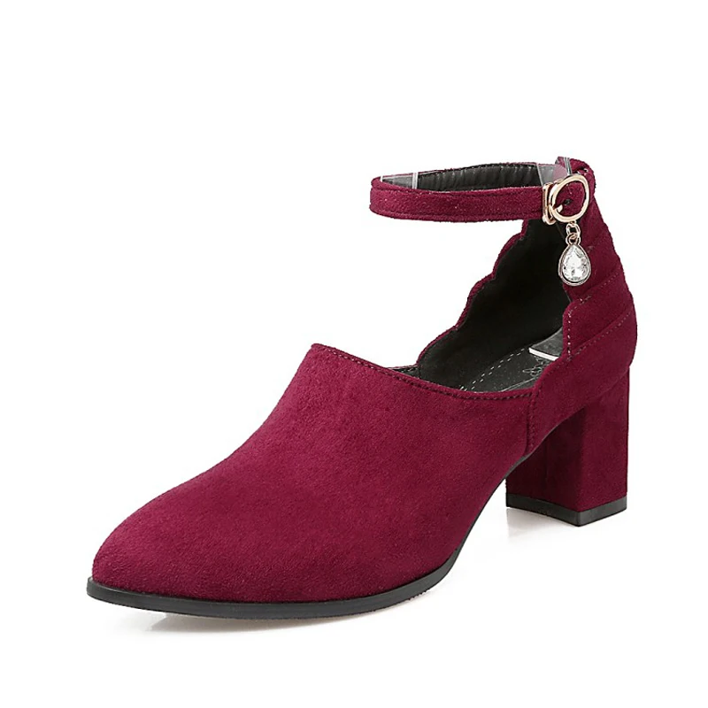 

Женские туфли на высоком каблуке, большие размеры 14, 15, 16, 17 Женские туфли-лодочки одноцветные туфли с пряжкой на толстом каблуке и высоком ка...