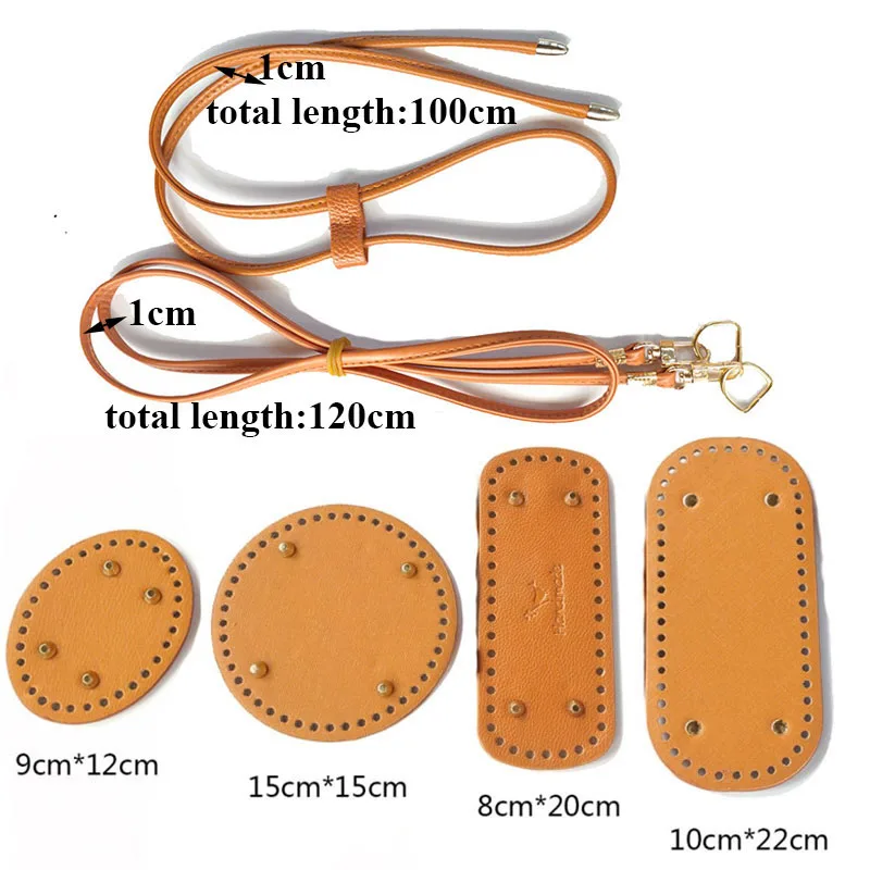 

3 piece Set Handmade Bag Braided Material leather handbag DIY Belts Drawstring Round Bottom Shoulder Strap Bag Strap PU Belts