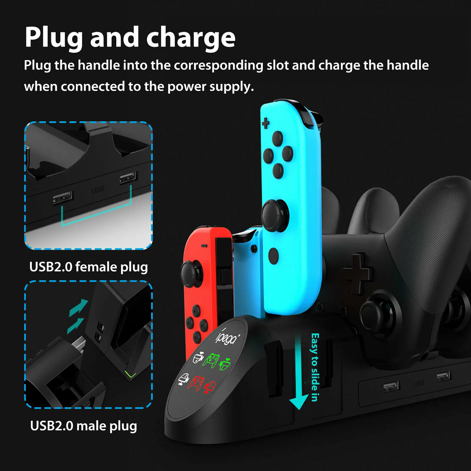 Многофункциональное Зарядное устройство USB 2 0 для Nintendo Switch Pro геймпад Быстрая