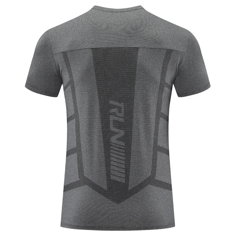 Men Tshirt Sports Workout Fitness Fashion Back Print Short Sleeve Quick Dry Outdoor Jogger Training Top Running Breathable Tee