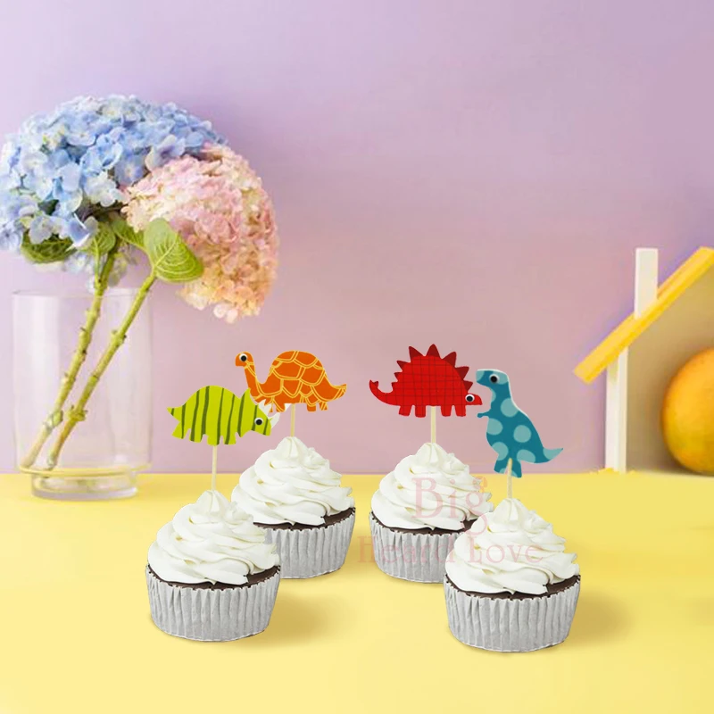 24 шт./лот динозавры мультфильм кекс pick Baby Shower вечерние торт дети день рождения украшения вечерние принадлежности