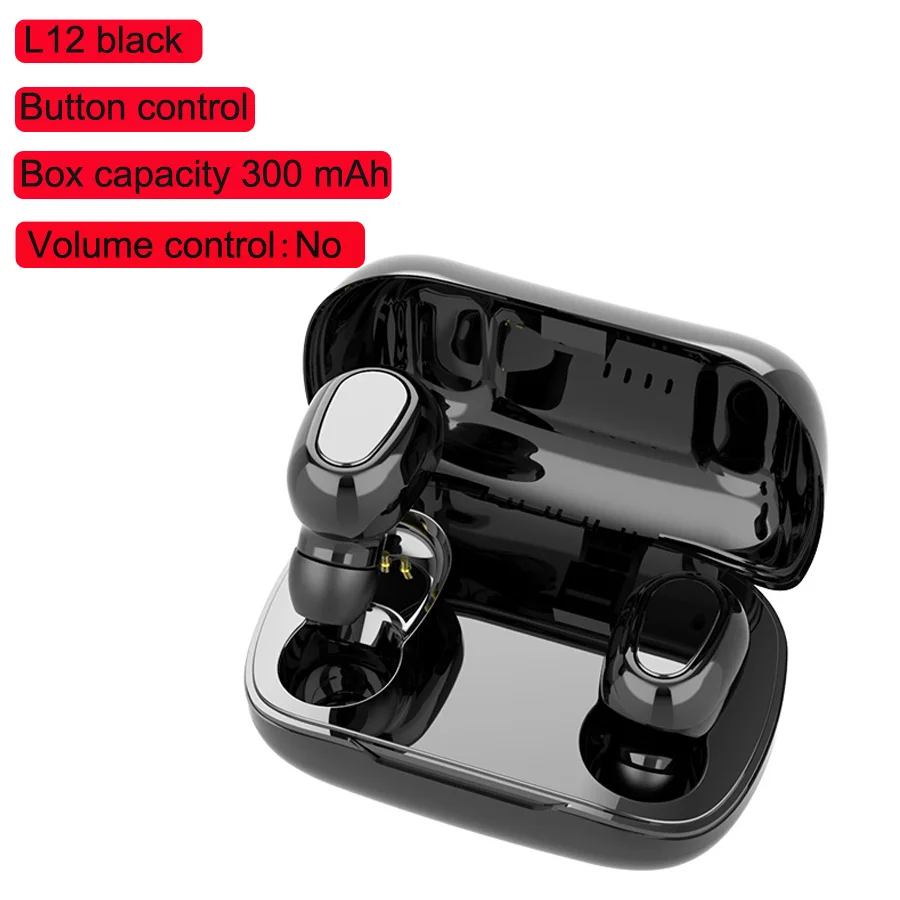 Модные V5.0 Bluetooth наушники XY-5 8D стерео мини Беспроводные наушники с микрофоном зарядная коробка беспроводные наушники - Цвет: L21 black