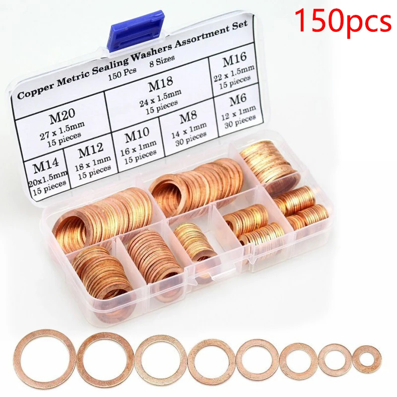 150x8 размеров M6-M20 разнообразные Медные Плоские шайбы уплотнительное кольцо для