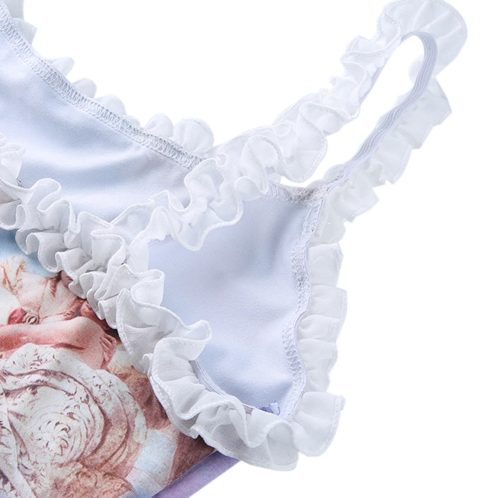 Женское боди с открытой спиной пикантное на бретелях принтом в виде Купидона и