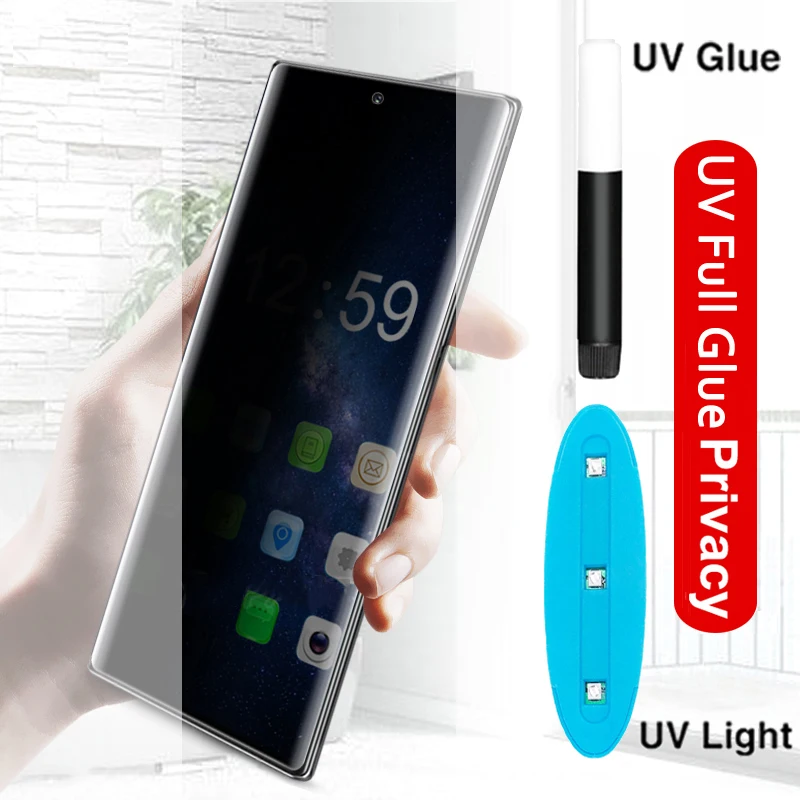 100D полная жидкая клейкая УФ Защита для экрана Samsung Galaxy Note 8 9 10 S8 S9 S10 Plus закаленное