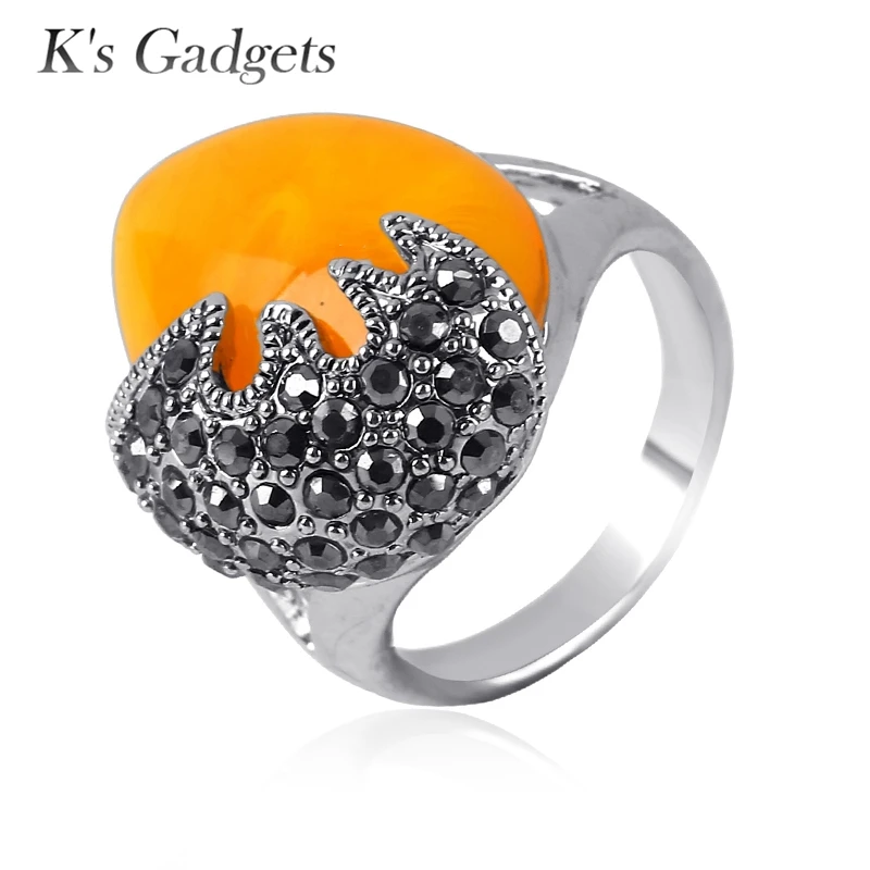 K's Gadgets большое Стоковое Винтажное кольцо Anillos Con Piedras Naturales античное серебряное