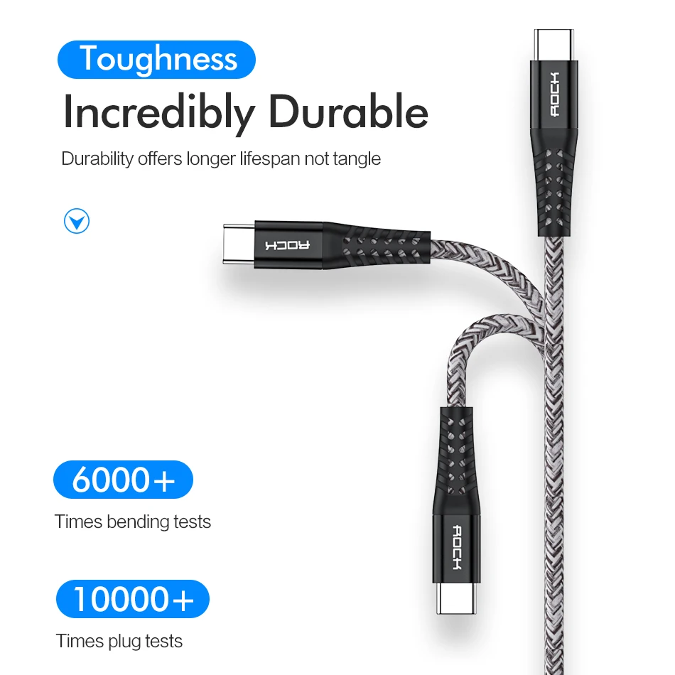 ROCK QC3.0 usb type-C кабель для Xiaomi Redmi K20 Pro 3A Быстрая зарядка usb type-C дата-Устройства Мобильный телефон быстрое зарядное устройство кабель