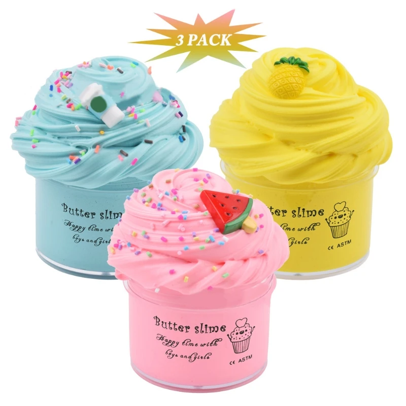 

3Pack Party Gifts Super Soft Stretchy and Non Sticky DIY Butter Slime Toys
