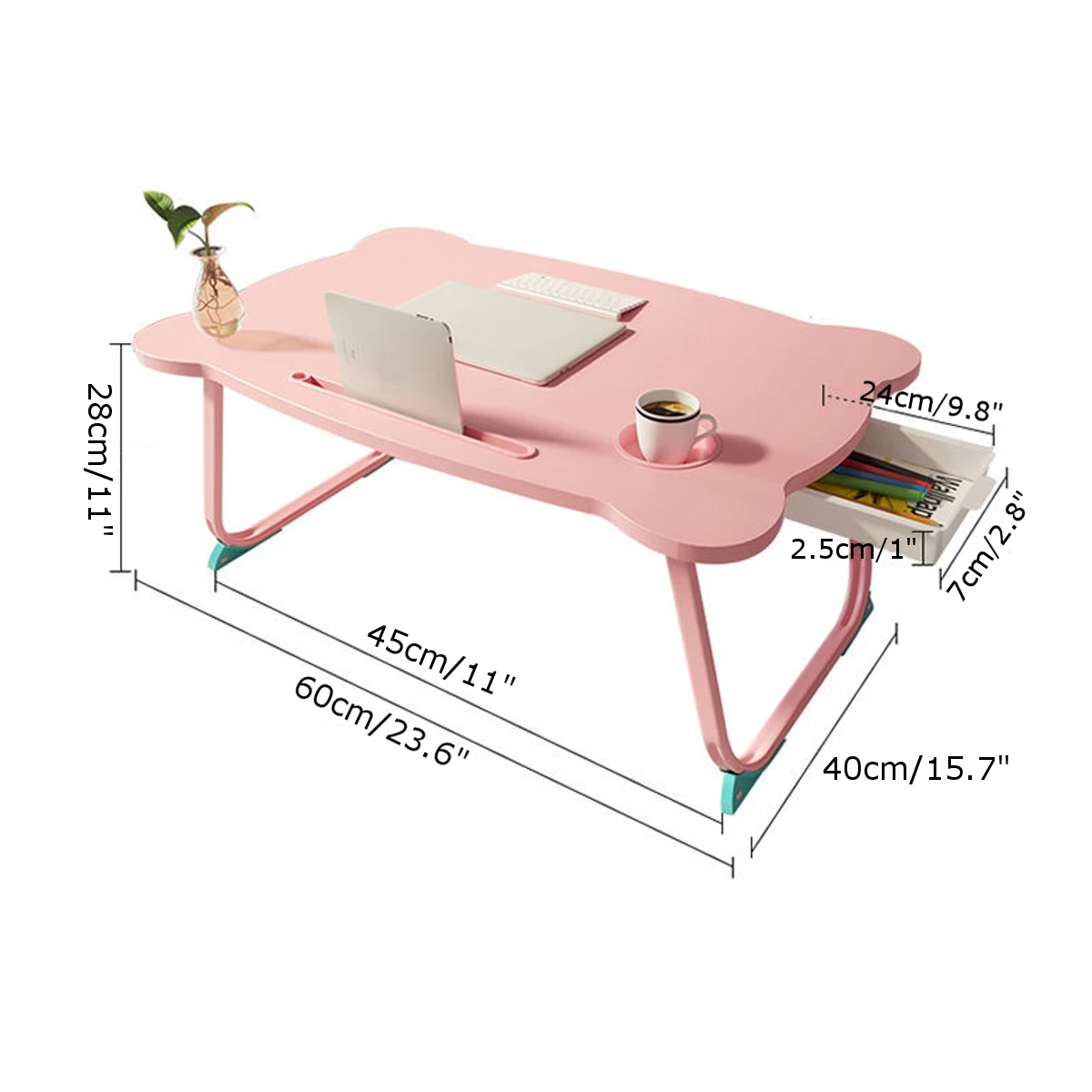 

23.6x15.7x11inch Portable Folding Laptop Stand Holder Study Table Desk Wooden Computer Desk for Bed Sofa Tea Serving Table