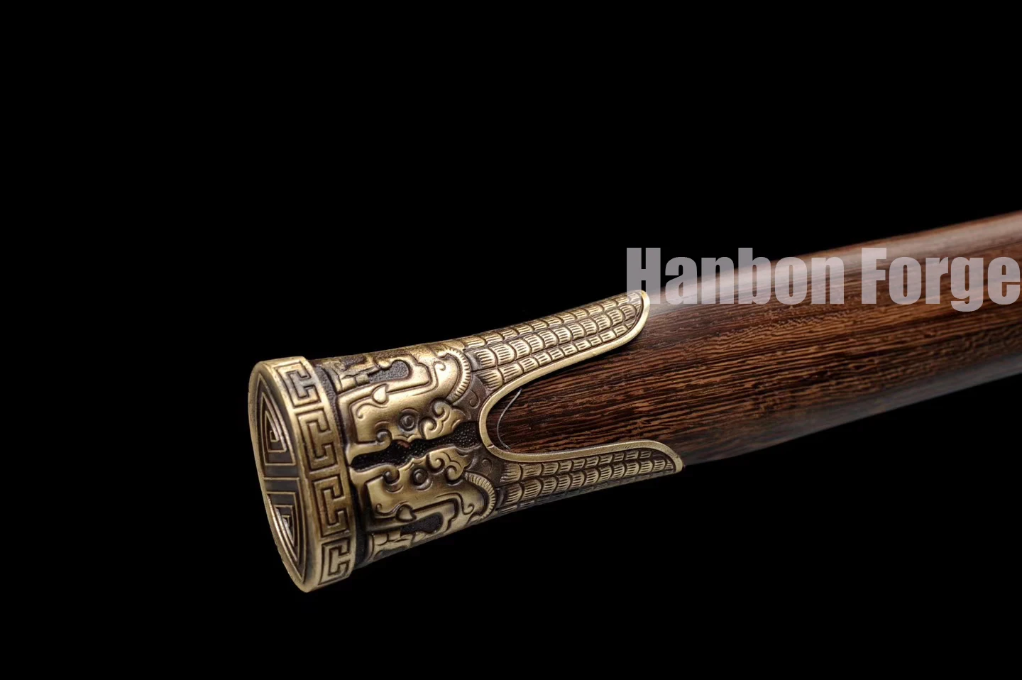 

Folded Steel Chinese Sword Han Wu Jian Clay Tempered Blade Handcrafted Hualee Wood Scabbard