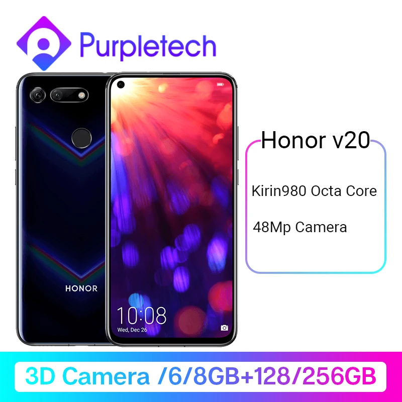 Оригинал Смартфон HONOR V20 View 20 Android kirin 980 четыре ядра 9 0 6 ГБ/8 ГБ ram 128 ГБ/256 rom быстрая