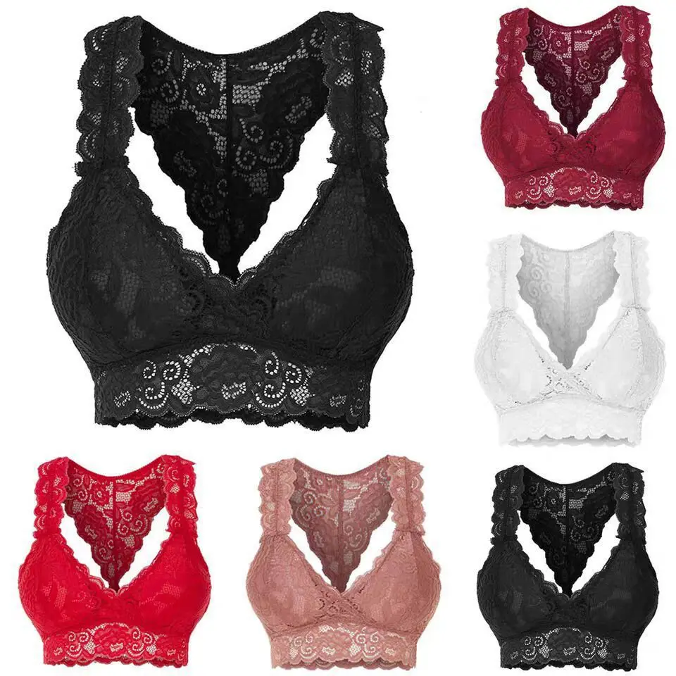 

2021 New Women's Padded Lace Bras Sexy Breathable Thin Underwear Bras Sleepwear Nightwear