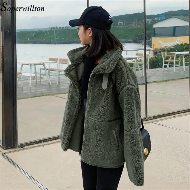 Зимнее плюшевое пальто для женщин из искусственного меха кожаная куртка более