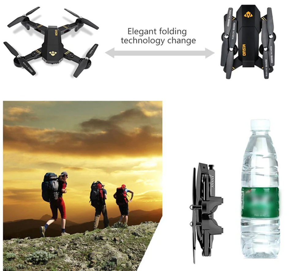 VISUO XS809HW Дрон 2MP широкоугольный wifi FPV камера Дроны с камерой 0.3MP селфи складной RC Квадрокоптер мини Дрон CS SG107