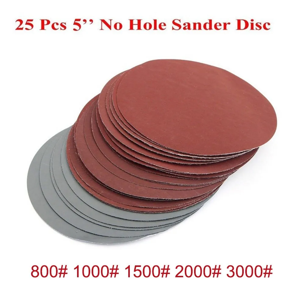 

25pcs 5 Inch 125mm Round Sandpaper Hook And Loop Sanding Discs Grit 800-3000 For Grinding And Polishing Furniture Wood