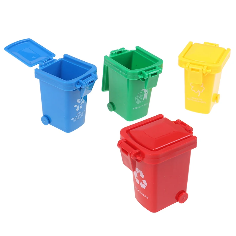 New 4pcs/set Mini Trash Can Toy Garbage Truck Cans Curbside Vehicle Bin Toys Kid Simulation Furniture Gift | Игрушки и хобби