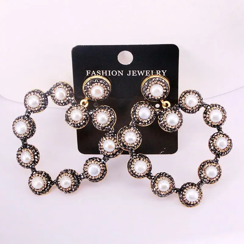 4 пары кристалл горный хрусталь проложили натуральный жемчужный серьги в форме