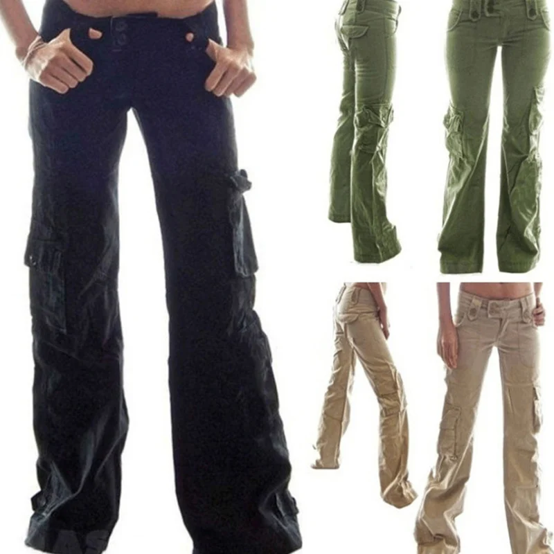 Женские брюки-карго размера плюс повседневные однотонные спортивные брюки