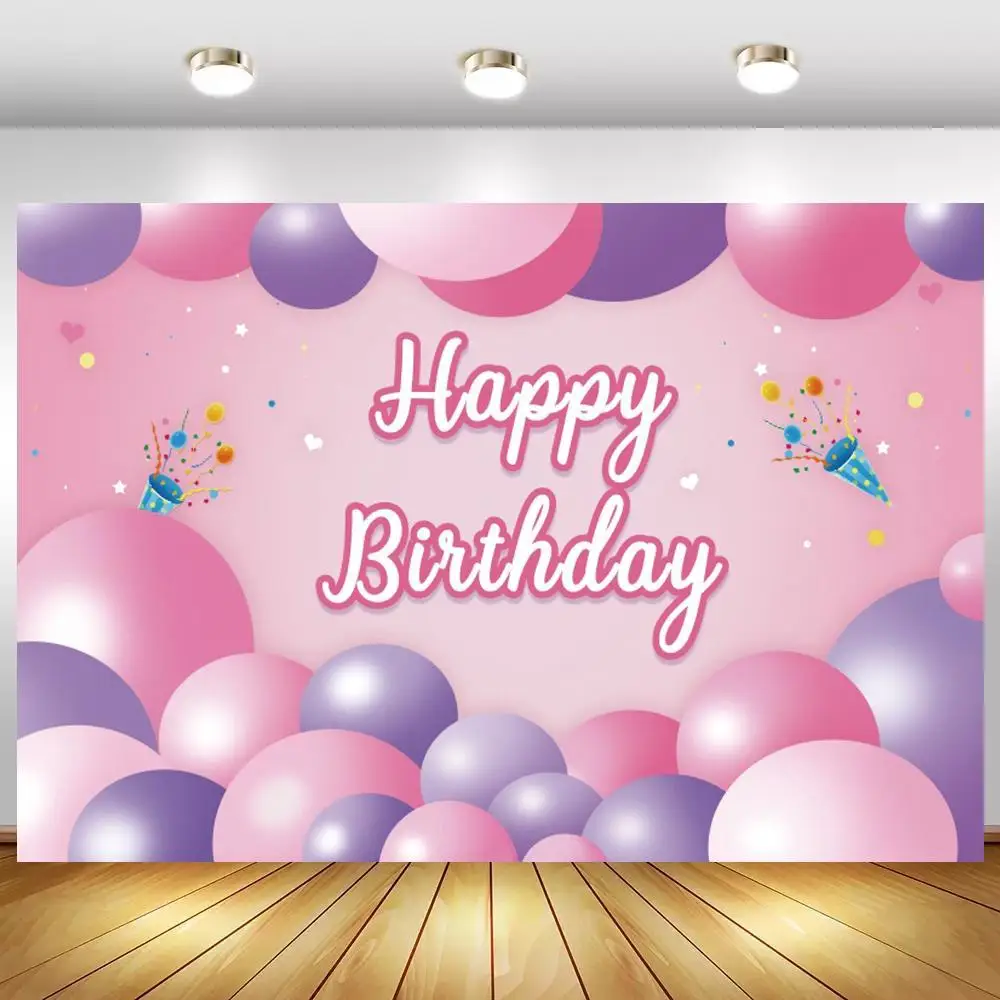 

Bright Colorful Balloons Happy Birthday Stage Banner Backdrops Photography Cake Smash Table Decor Customize Photo Backgrounds