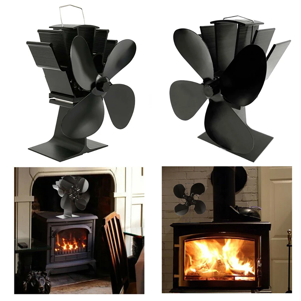 Мини вентилятор для камина 4 лопасти с питанием от тепла деревянная горелка