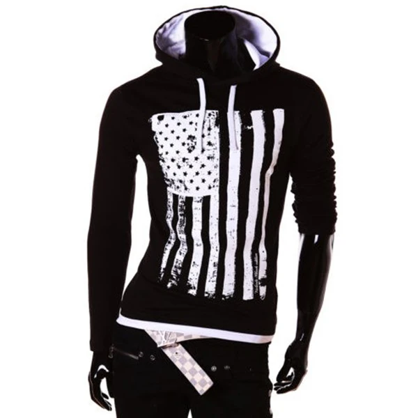 Футболка с капюшоном и принтом флага США 2015 | Мужская одежда